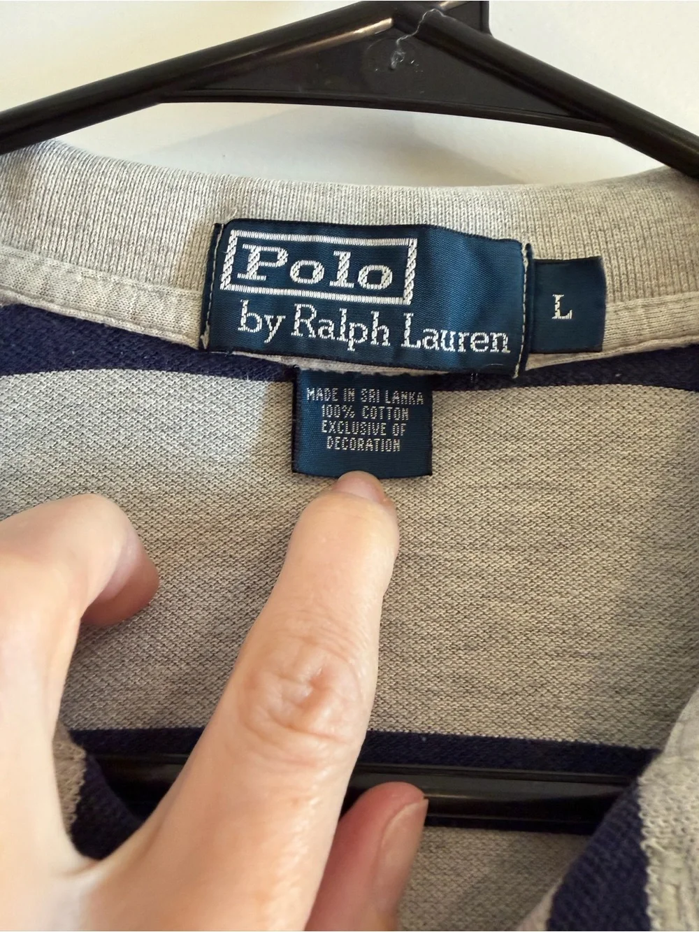 Ralph Lauren Men's Gray Polo with Navy Stripes